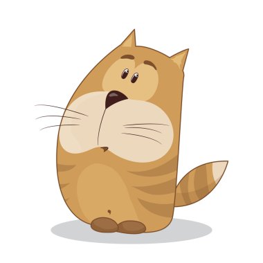 Komik animasyon tombul kedi. Kayıp kedi. Evsiz hayvanları kabulü. Komik vektör çizim