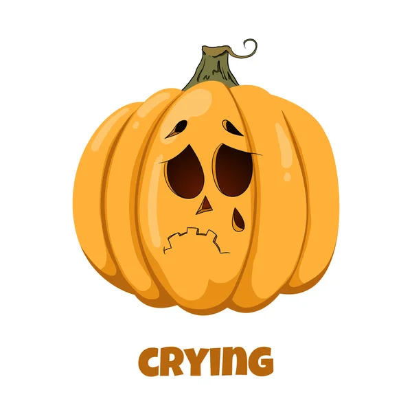 Pumpkin for Halloween. Emotions. Crying — Stock Vector