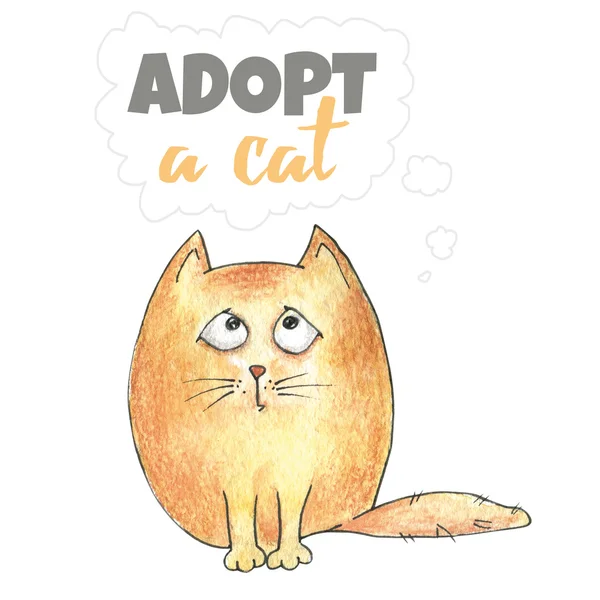 可爱的动画小猫。关于动物通过海报插图 — 图库照片