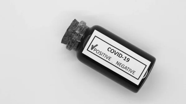 Медична Колба Аналізом Людини Коронавірус Covid — стокове фото