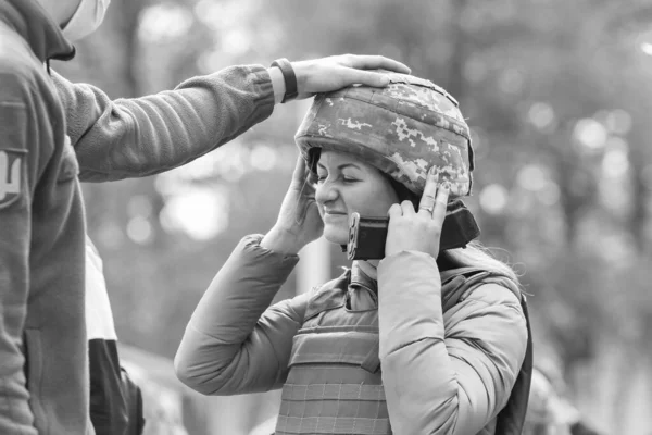 Poltava Ukraine May 2021 Students School Large Scale Military Training — Stock Photo, Image