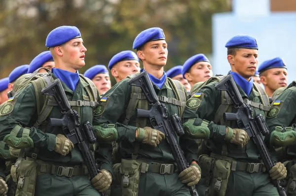 Kyiv Ukraine Серпня 2021 Українські Військові Під Час Військового Параду — стокове фото