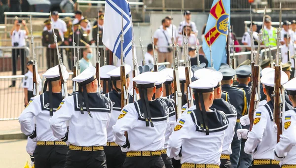 Kyiv Ukraine Pelaut Ukraina Dalam Parade Militer Bertepatan Dengan Peringatan — Stok Foto