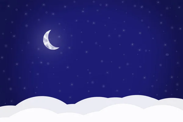 青の背景に三日月形のクリスマスの背景、ベクトルイラスト. — ストック写真