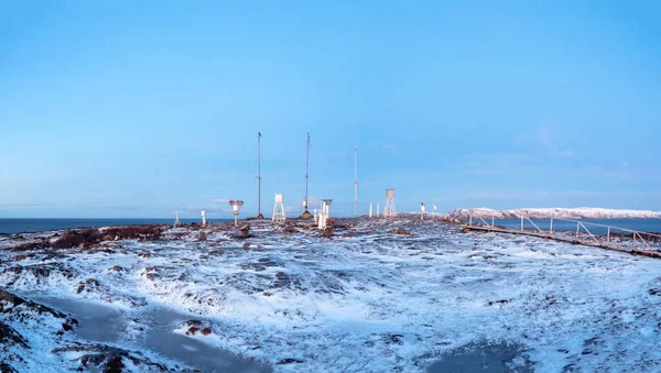 Blick Auf Die Wetterstation Auf Teriberka Winter — Stockfoto