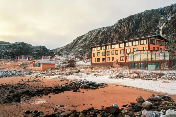 Complejo Turístico Casas Huéspedes Costa Del Mar Barents Teriberka Rusia — Foto de Stock