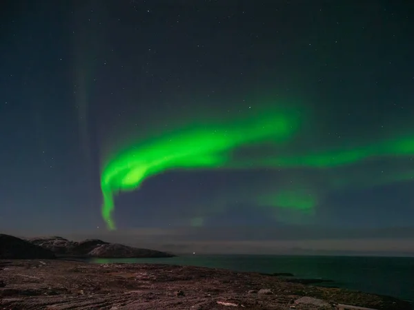 Avondpoollandschap Met Aurora Borealis Winterteriberka — Stockfoto