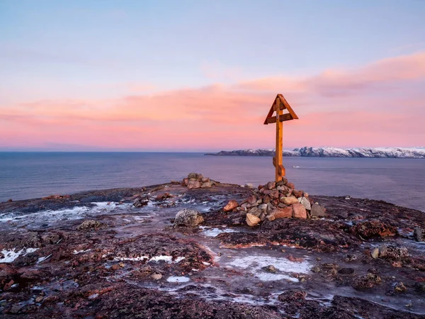 Poklonny Pomorsky Kola Yarımadası Nın Tepesinden Geçiyor Eski Bir Rus — Stok fotoğraf