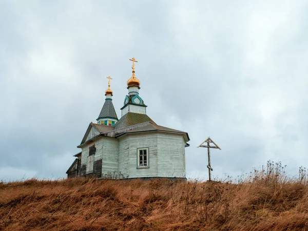 Igreja Kashkarantsy Autêntica Madeira Uma Pequena Aldeia Autêntica Costa Mar — Fotografia de Stock