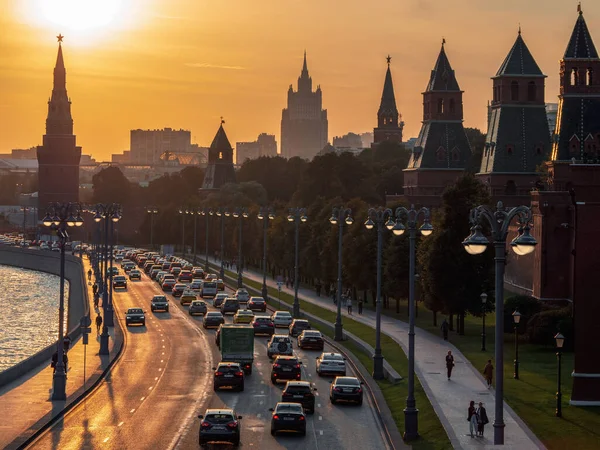 Rusko Moskva Září 302020 Večerní Dopravní Zácpy Moskvě Dopravní Zácpa — Stock fotografie