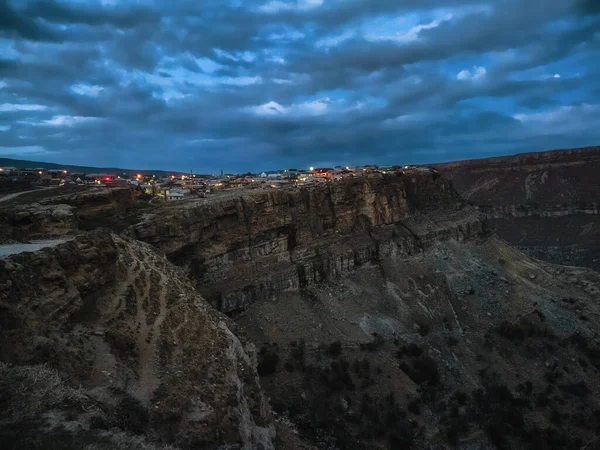 Abendliche Ansicht Des Bergdorfes Khunzakh Dagestan Die Stadt Auf Dem — Stockfoto