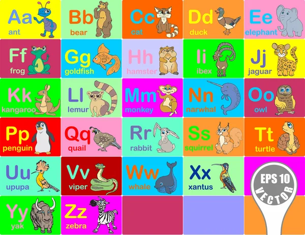 Una ilustración vectorial de animales del alfabeto de A-Z Vector de stock