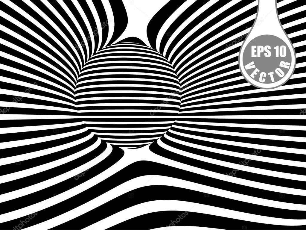Images in the style of optical illusions - Op art. Black and white background.