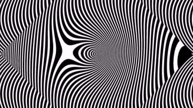Optik görsel yanılsamalar - Op sanat tarzında. Arka plan siyah ve beyaz video 3d