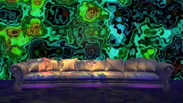 The sofa in the nightclub  3d model — Stock Video