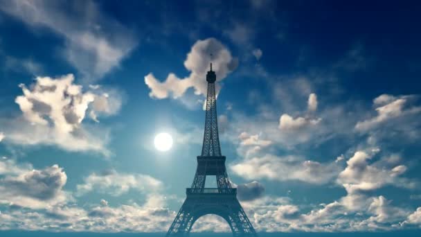 Zeitraffer in Paris mit Eiffelturm — Stockvideo