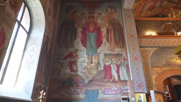 Πίστη. Χριστέ μου. Ζωγραφίζοντας στον τοίχο της εκκλησίας. Άγγελοι και Θεός — Αρχείο Βίντεο