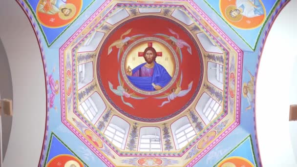 Jesus Cristo. Uma bela imagem no teto da Igreja Cristã. Ícone Rússia — Vídeo de Stock