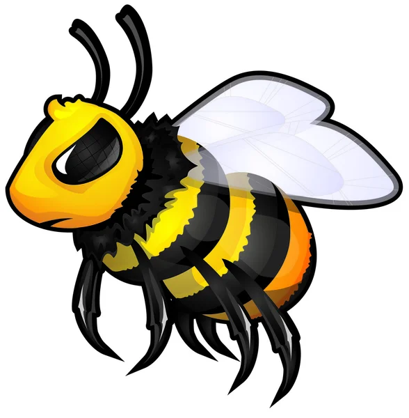 La abeja enojada vuela — Vector de stock