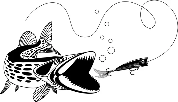 白斑狗鱼和波普尔 — 图库矢量图片