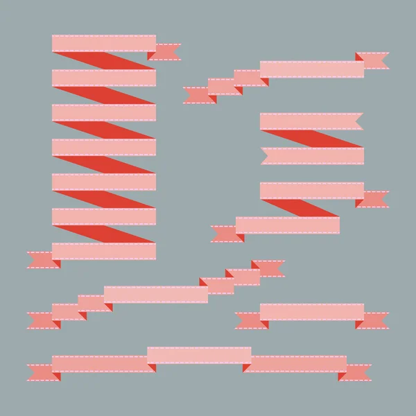 Kırmızı kurdele - vektör çizim seti