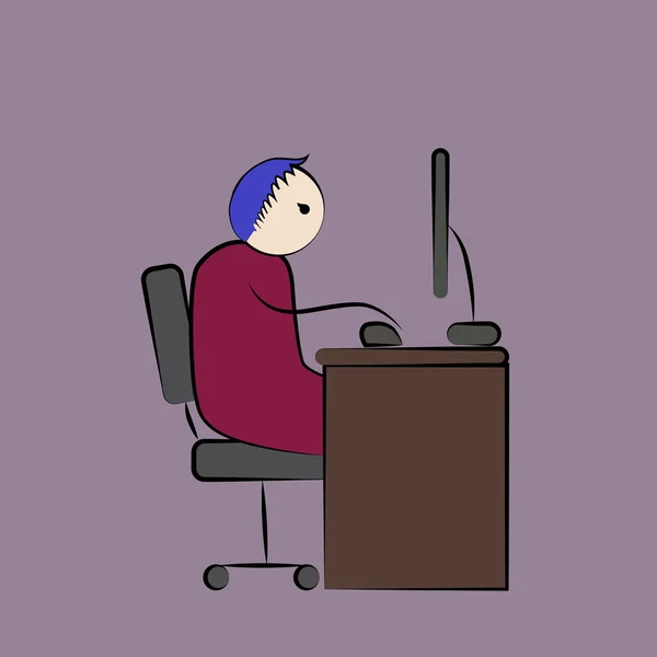 Bilgisayarında çalışkan adam