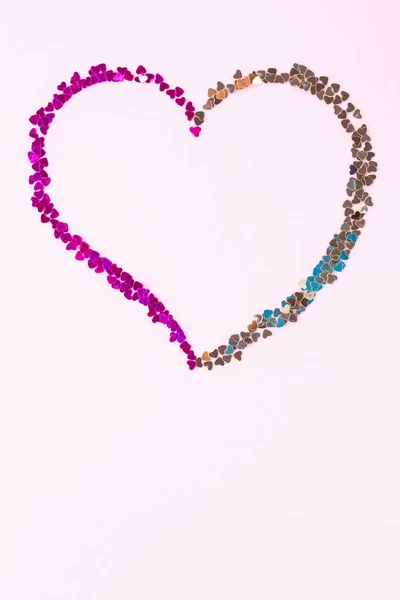 Joyeuse Saint Valentin Coeur Forme Paillettes Multicolores Coeur Fait Brillants — Photo