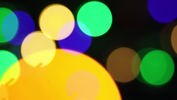 Christmas Blur Background Shimmering Colored Circles Defocused Christmas Lights Video — Stock Video