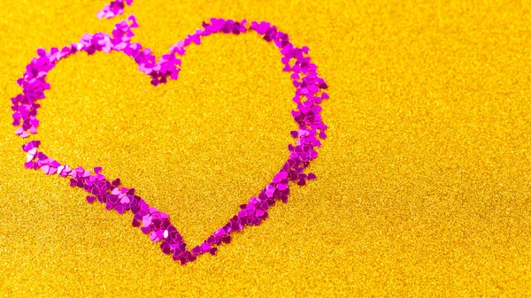 Forma Del Cuore Fatta Glitter Multicolore Confetti Forma Cuore Fondo — Foto Stock