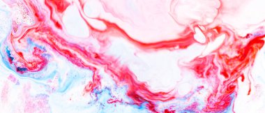 Akışkan sanat. Soyut renkli arka plan, duvar kağıdı. Sıvı mermer arka plan. Karışık mavi ve açık pembe boyalar. Renkli arkaplan