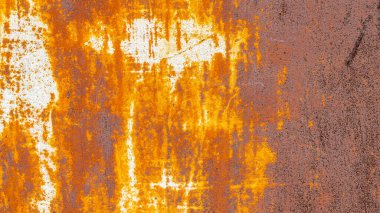 Paslı metal dokusu. Soyulmuş boya ve paslı eski metalin arka planı. Arka planda çizikler ve çatlaklar olan metal doku