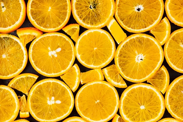 Fondo Rodajas Naranja Patrón Fruta Naranja Fondo Alimentario Con Cítricos — Foto de Stock
