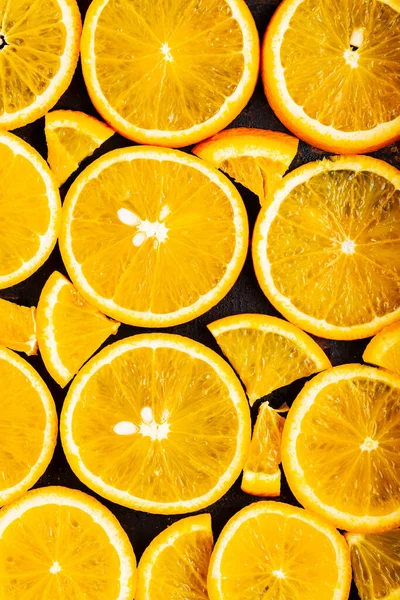 Orange slices background. Orange fruit pattern. Food background with citrus  fruits. Healthy food concept. Flat lay. Top view - Stock Image - Everypixel