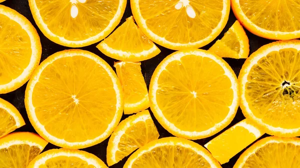 Fondo Rodajas Naranja Patrón Fruta Naranja Fondo Alimentario Con Cítricos — Foto de Stock