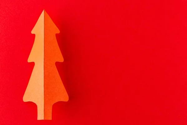 Albero Natale Carta Rossa Albero Natale Carta Sfondo Rosso Decorazione — Foto Stock
