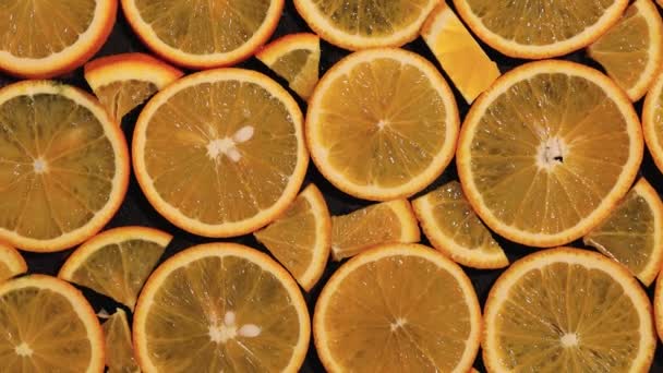 Orange Skivor Bakgrund Orange Fruktmönster Mat Bakgrund Med Citrusfrukter Hälsosam — Stockvideo