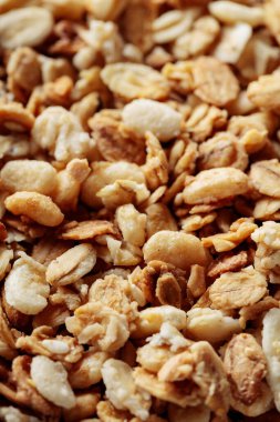 Yulaf ezmeli sağlıklı granola ve Kahvaltılık Yiyeceklerin Yakın Çekimi