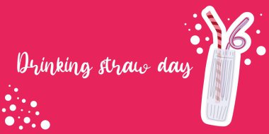 Bardakla Hasır Gün vektör illüstrasyonunu içmek.