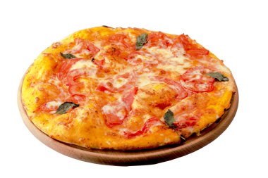 domates ve peynir beyaz bir arka plan üzerinde pizza