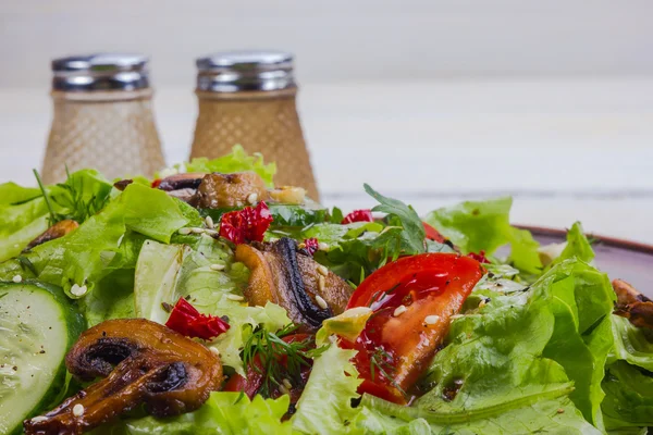 Salada vegetal com cogumelos — Fotografia de Stock