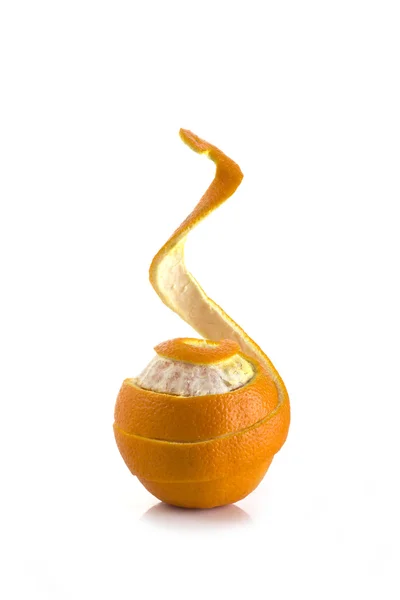 Orange with curly peel — стоковое фото