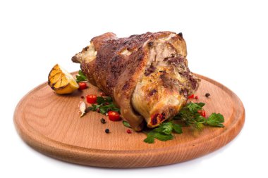 Beyaz bir arka plan üzerinde domuz knuckle