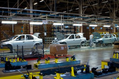 Samara bölgesi, Rusya Federasyonu - Lada arabalar otomobil fabrikası Avtovaz montaj hattı - 13 Aralık, 2007 Togliatty