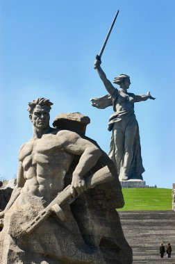 Volgograd, Rusya, Nisan 2004: Anıt Nazi işgalcilere vatan korumak için arama kadın anne. Müze-rezerv Stalingrad savaş yüklü. , üzerinde Mamayev Kurgan