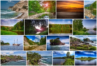 Kolaj manzara doğa farklı ülkelerin