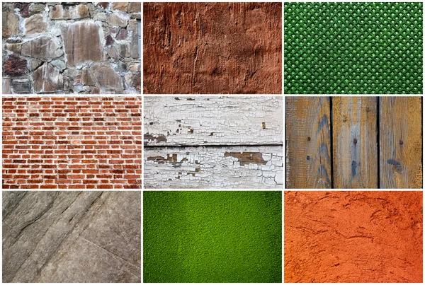 Conjunto de texturas tecido de madeira de pedra — Fotografia de Stock