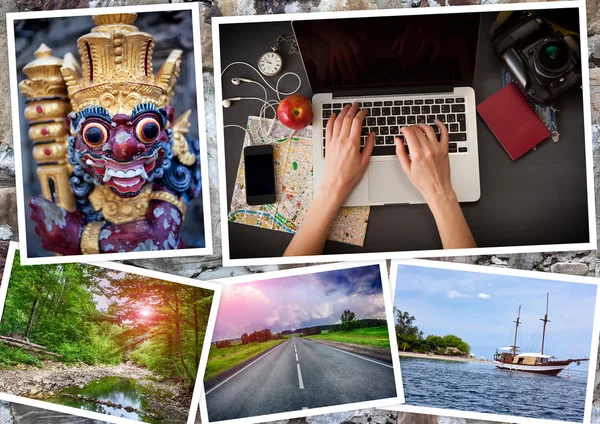 Collage of photographs on the theme a journey — Stock Photo, Image