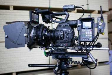 RUSSIA, MOSCOW 02 Ocak 2014: Profesyonel dijital film kamerası film çekimi için kuruldu