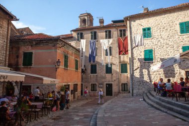 Kotor, Montenegro - 20 Aug 2018: Old houses in historic part of town