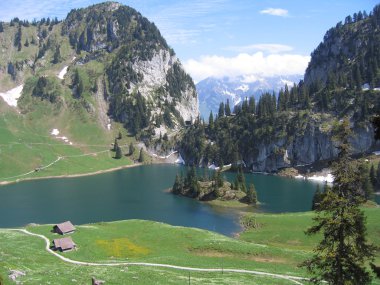 Stockhorn Dağı'nın altındaki göle bakın, İsviçre